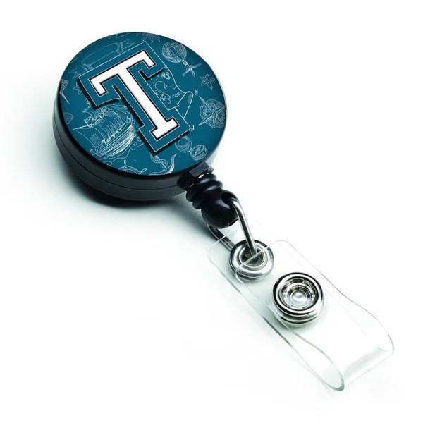 Letter T Sea Doodles Initial Alphabet Retractable Badge Reel, Teachers Aid, Mfr#: TE226758